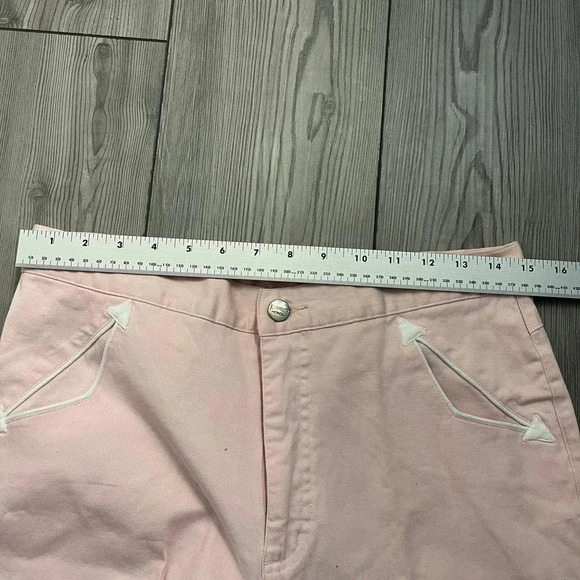 RoughRider Women's Wide Legs Pant Size 11 Pink Solid Cotton High-Rise Pockets - Picture 7 of 8